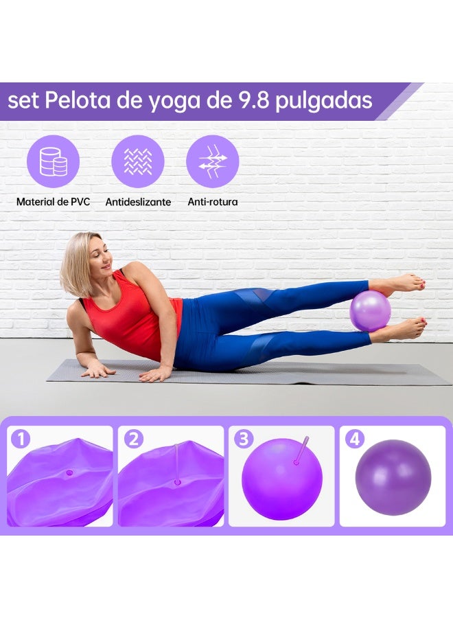Axpeih 14-Piece Pilates Kit, Includes Pilates Ring, Pilates Ball, Magic Circle, Resistance Bands, Anti-Slip Socks, Yoga Strap, Yoga Starter Set for Women, Home Workout Equipment Set for Legs & Thighs (Purple) - Image 2